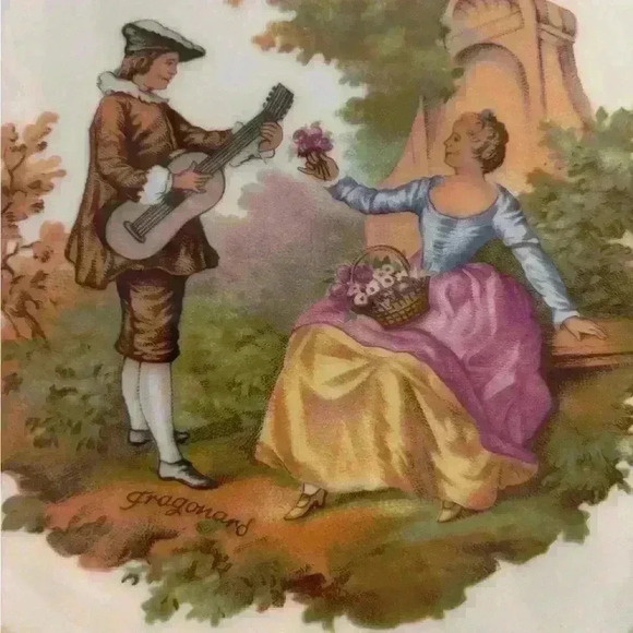 Gloria Bayreuth Bavaria Fragonard Rococo Serenade Hand Painted, signed 22 k gold - Picture 2 of 5